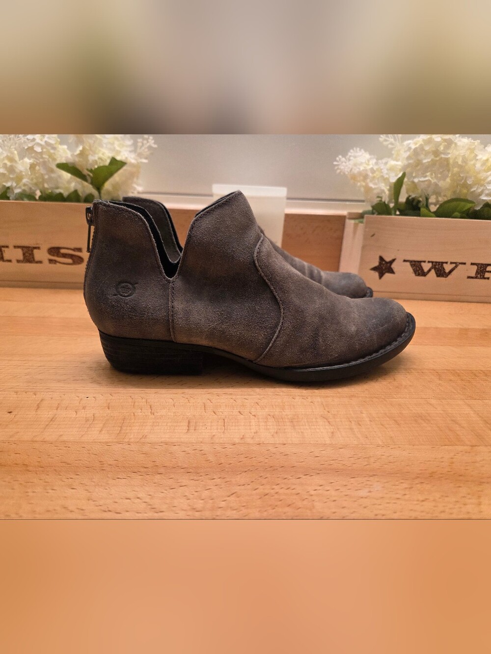 Børn Kerri Ankle Bootie Boots Distressed Taupe Leather Women's Size 7
